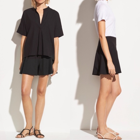 Vince Pants - Vince 2020 Black Pleated Linen Blend Short Size 4 High Waist Minimalist Side Zip